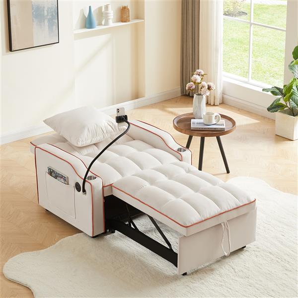 3-in-1 Sofa Bed, Convertible Sleeper Chair Sofa Bed Adjustable Pull Out Sleeper Chair Bed Multi-Pockets Folding Sofa Bed for Living Room Bedroom Small Space