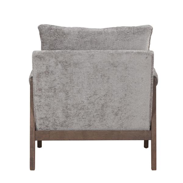 Mid-Century Modern Velvet Leisure Chair with Solid Wood and Thick Seat Cushion for Living Room,Bedroom,Studio,Grey