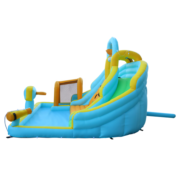 Inflatable castle for children with inflator 450W, slide, jump area, climbing wall, 395 x 350 x 260 cm