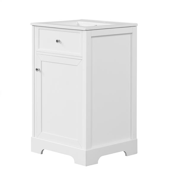 20" Bathroom Vanity with Sink, Bathroom Cabinet with Soft Closing Door, Storage Rack and Adjustable Shelve, White