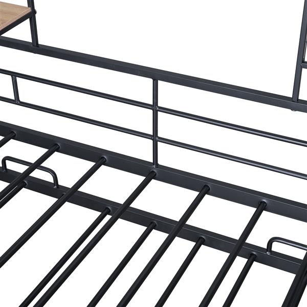 Twin Size Metal House Bed with Trundle, Black