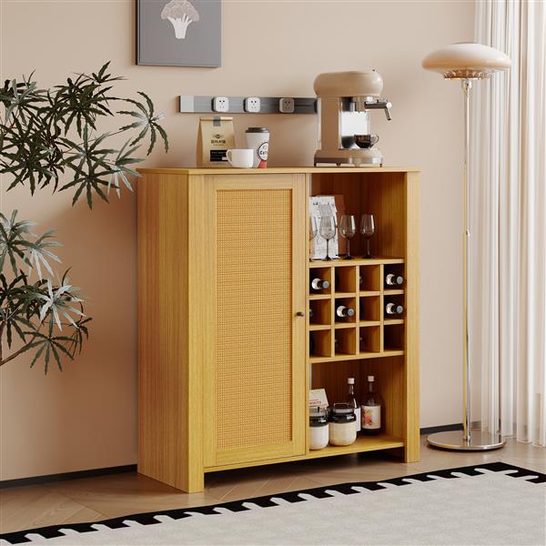 Storage Cabinet, Rattan Cabinet with 2 Adjustable Shelves,Sideboard Buffet Cabinet, wine cabinet,Coffee Bar Cabinet for Living Room