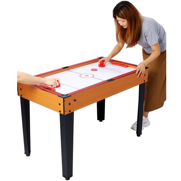 5-in-1 Multi-Game Table - Billiards, Push Hockey, Foosball, Ping Pong, and Basketball  brown/red