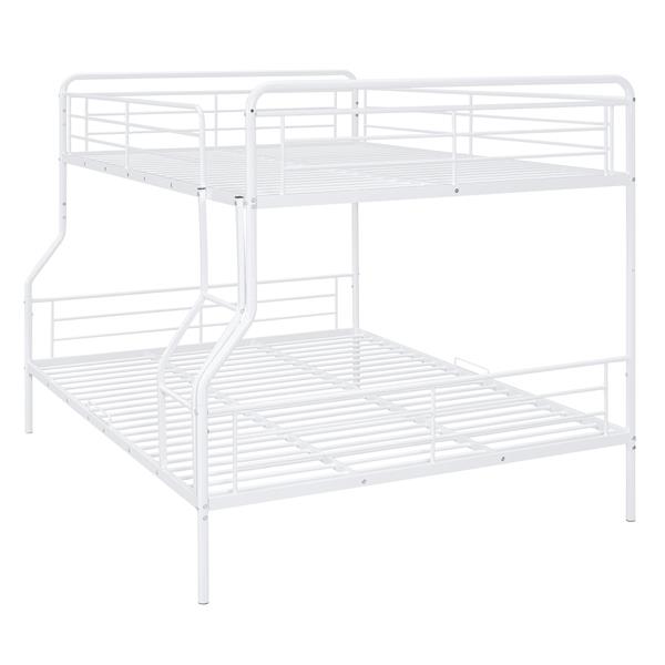 Full XL Over Queen Metal Bunk Bed, White