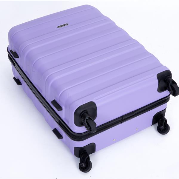 Expandable 3 Piece Luggage Sets PC Lightweight & Durable Suitcase with Two Hooks, Spinner Wheels, TSA Lock, (21/25/29) Purple