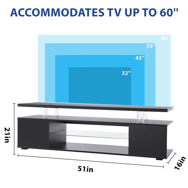 TV Stand for 65 Inch TV LED Gaming Entertainment Center Media Storage Console Table with Large Side Cabinet for Living Room( Black)