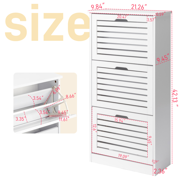 3-bucket louvered shoe cabinet