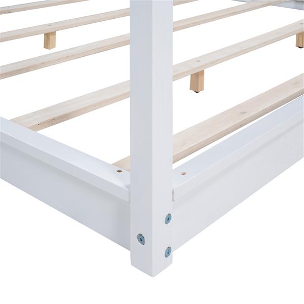 King Size Canopy Platform Bed with Support Legs,White