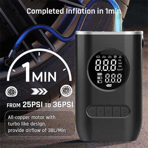 1 Set Car Charging Dual-use Mini Portable Tire Inflator Suitable for Bicycles, Electric Cars, Cars