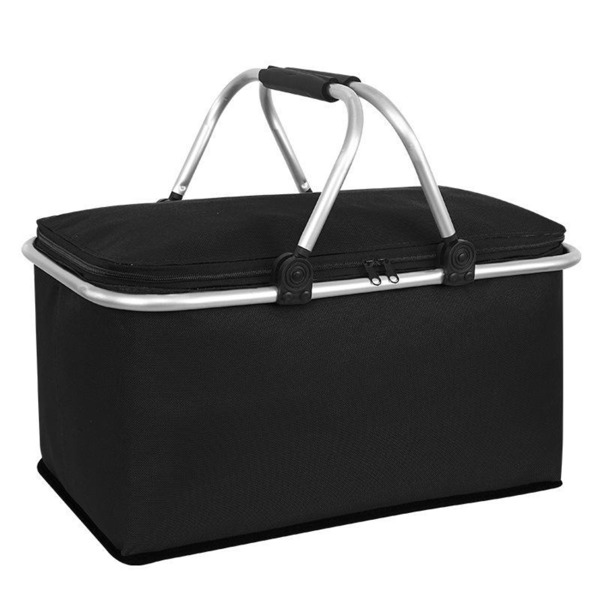 Large capacity insulated basket picnic bag picnic basket foldable shopping bag preservation bag lunch bag, Black(No shipments on weekends, banned from Amazon)