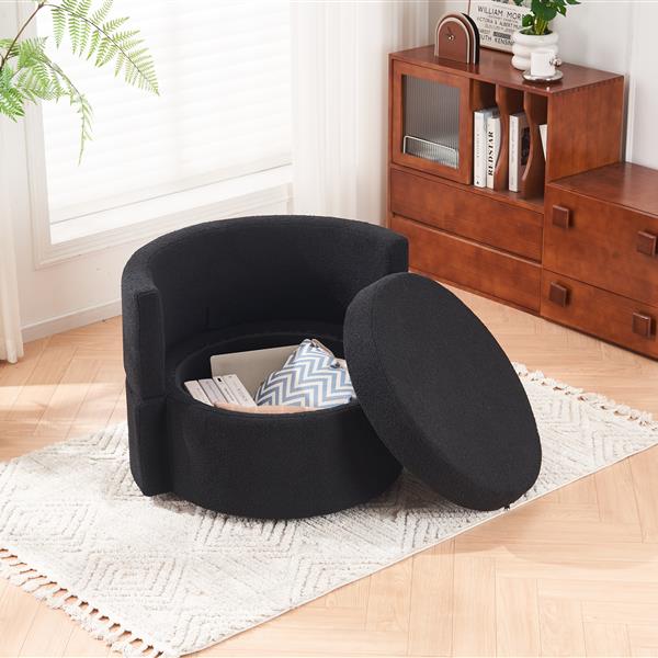 Fabric Swivel And Storage Chair With Back Cushion For Living Room,Black