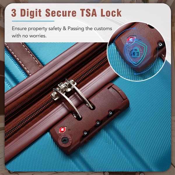 24 IN Luggage 1 Piece with TSA lock , Expandable Lightweight Suitcase Spinner Wheels, Vintage Luggage,Blue