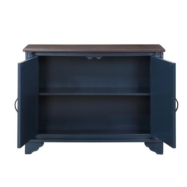 40"  Console Table with Storage Shelf, Retro Entryway Table with Adjustable Storage Shelf, Sofa Couch Table for Hallway, Entry Way, Living Room, Foyer, Navy Blue and Brown Top