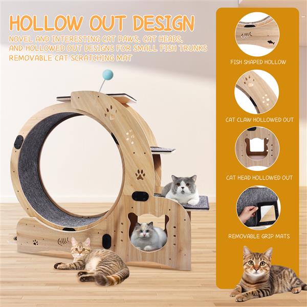 Cat Wheel 6-in-1 Cat Exercise Wheel,Upgraded Cat Wheel Exerciser for Indoor Cats,Large Cat Treadmill,Cat Running Wheel with Silent Wheel,Cat Walking Wheel Cat Furniture Cat Toys