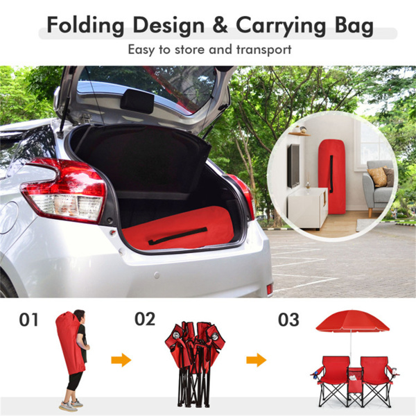 Outdoor camping chair with umbrella