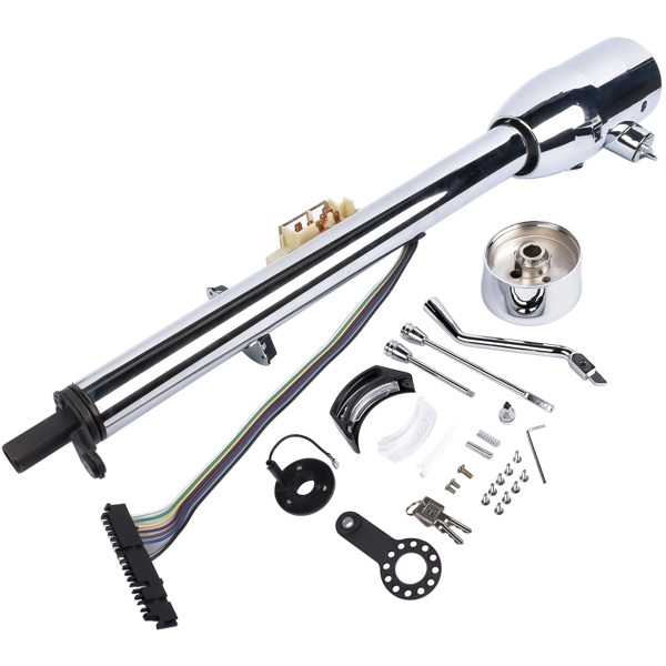 Chrome 30" Steering Column Hot Street Rod Tilt Automatic with Key and Adapter