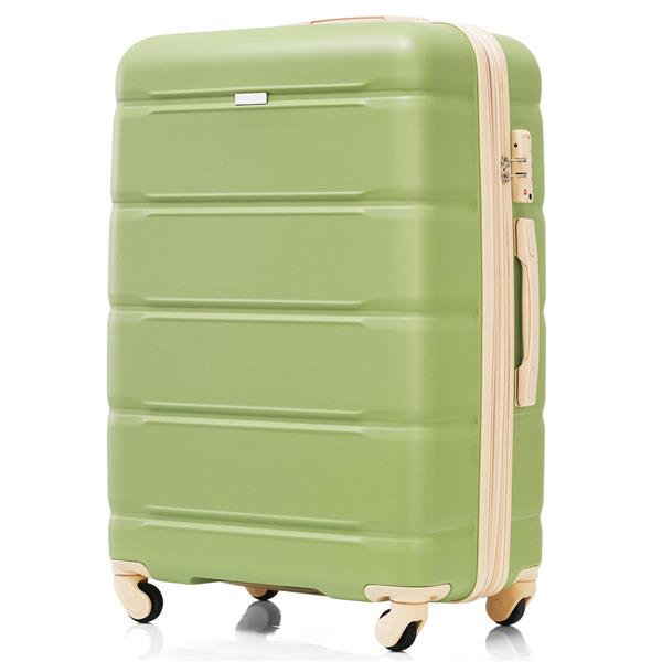 Luggage Set of 3, 20-inch with USB Port, Airline Certified Carry-on Luggage with Cup Holder, ABS Hard Shell Luggage with Spinner Wheels, light green