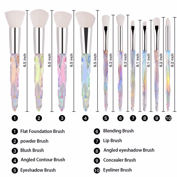 10Pcs Make up Brushes Set Cosmetic Kabuki Eyeshadow Makeup Foundation Brush Kit