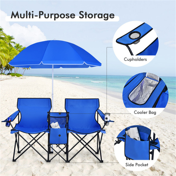 Outdoor camping chair with umbrella