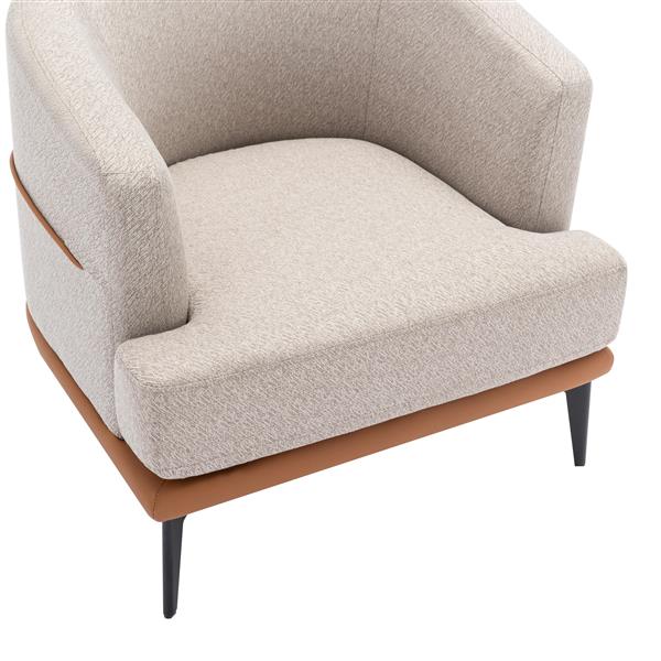 Modern Two-tone Barrel Fabric Chair, Upholstered Round Armchair for Living Room Bedroom Reading Room, Burnt Orange