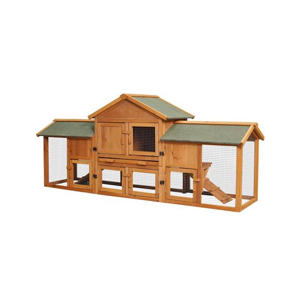 79.5" Extra Large Bunny Cage with 2 Runs House Small Animal Habitats for Guinea Pigs Hamster Removable Tray Two Tier Waterproof Roof Pet Supplies Cottage Poultry Pen Enclosure