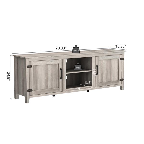 TV Stand Storage Media Console Entertainment Center With Two Doors, Grey Walnut