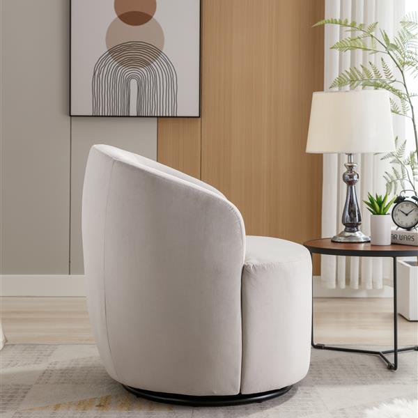 Velvet Fabric Swivel Armchair Barrel Chair With Black Powder Coating Metal Ring,Gray