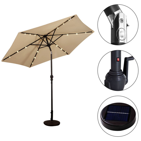 9 Feet LED Solar Umbrella 