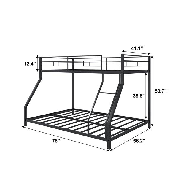 Twin Over Twin Metal Bunk Bed with Trundle Heavy Duty Twin Size Metal Bunk Beds Frame with 2 Side Ladders Convertible Bunkbed with Safety Guard Rails,No Box Spring Needed (Black/Silver)