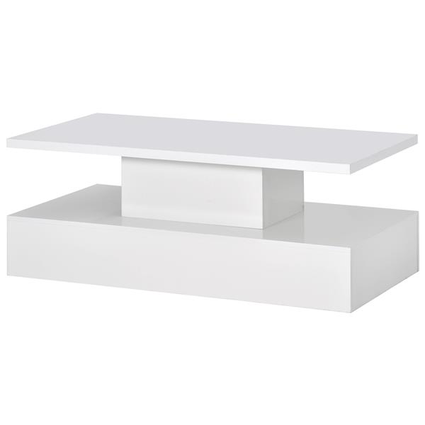 Coffee Table Cocktail Table Modern Industrial Design with LED lighting, 16 colors with a remote control, White