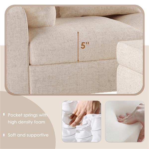 [New]87" Modern Sectional Sofa with coffee table,6-Seat Couch Set with Storage Ottoman,Various Combinations,L-Shape Indoor Furniture with Unique Armrests for Living Room,Apartment, 2 Colors(6 pillows)