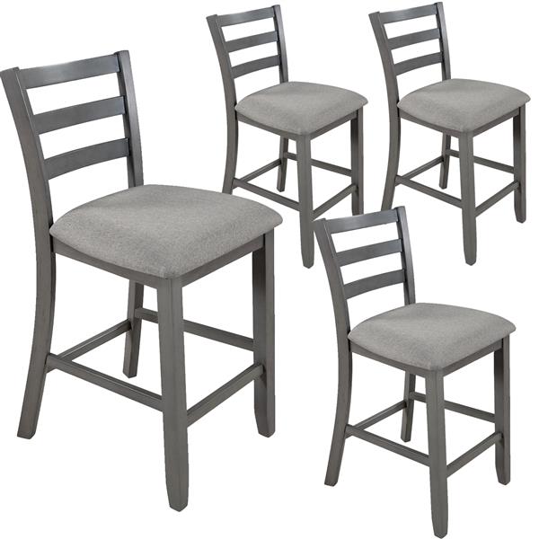 Set of 4 Wooden Counter Height Dining Chair with Padded Chairs, Gray