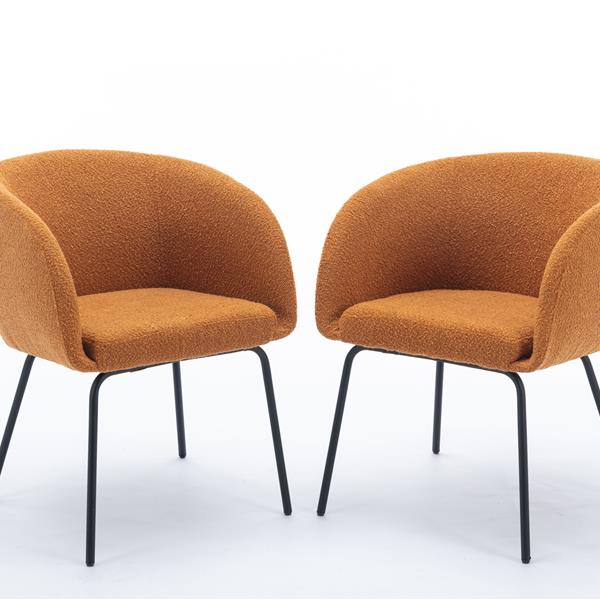 040-Boucle Fabric Dining Chair With Black Metal Legs Set Of 2,Ginger