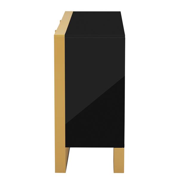 Modern Style 59"L Sideboard with Large Storage Space and Gold Metal Legs for Living Room and Entryway (Black)