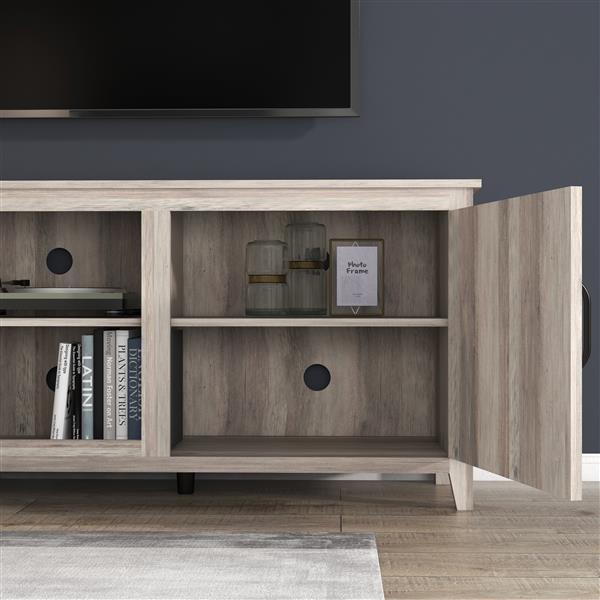 TV Stand Storage Media Console Entertainment Center With Two Doors, Grey Walnut