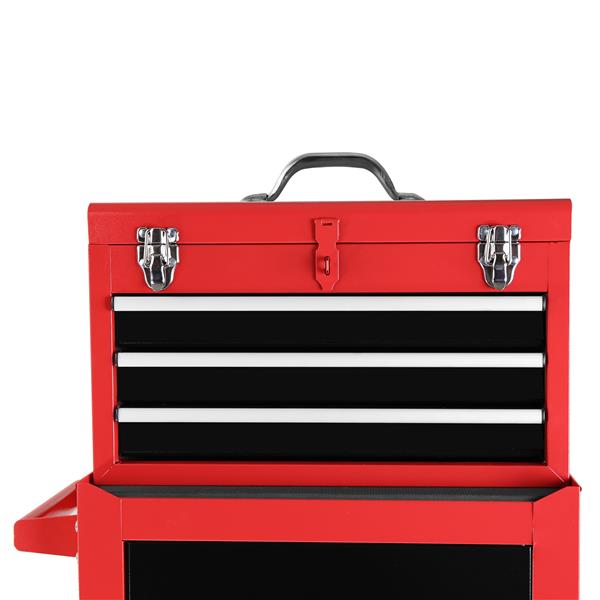 3-Drawer Rolling Tool Chest with Wheels, Tool Chest with Large Storage Cabinet and Adjustable Shelf, Removable Portable Top Box with Locking System Tool Chest for Garage, Warehouse