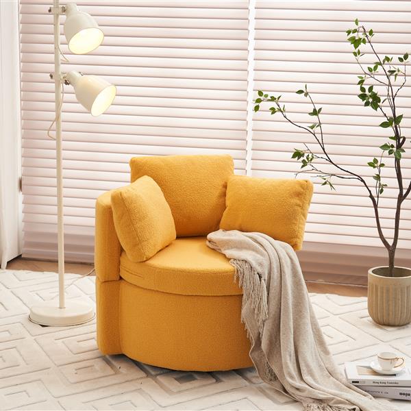 Fabric Swivel And Storage Chair With Back Cushion For Living Room,Yellow