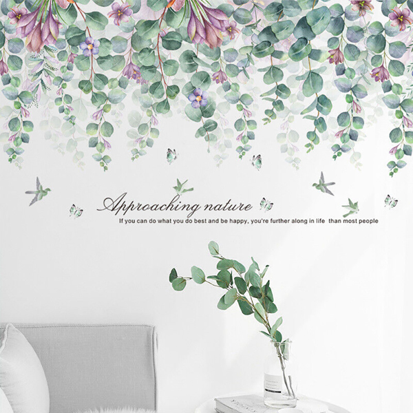 Tropical Leaves Green Plant Wall Stickers PVC Decal Nursery Art-Mural Home-Decor