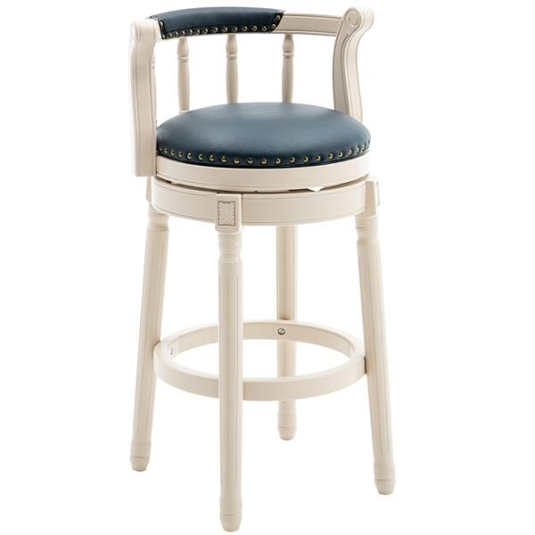 Bar Stools Seat Height 26'' Leather Wooden Bar Stools(WHITE-BLUE 1pc)