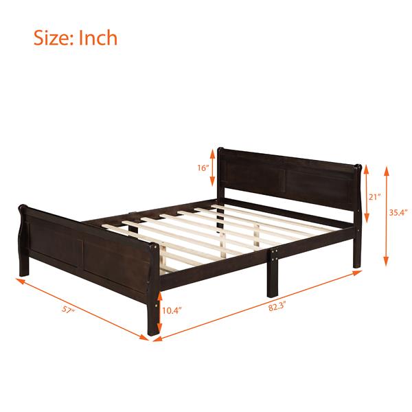 Full Size Wood Platform Bed with Headboard and Wooden Slat Support (Espresso)