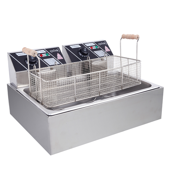 【Replace the old encoding 82308600】Eh83O 110V Oil Consumption 12.7Qt/12L Oil Pan Total Capacity 23.26Qt/22L Stainless Steel Large Single-Cylinder Electric Fryer 5000W Max