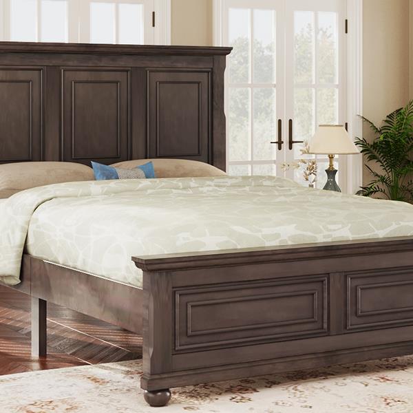 Traditional Town and Country Style Pinewood Vintage Full Bed, Rich Brown