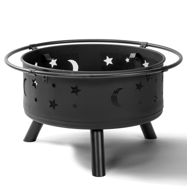 30IN Metal Fire Pit Black