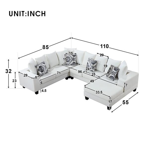 [VIDEO provided] [New] 110*85" Modern U Shape Sectional Sofa, Velvet Corner Couch with Lots of Pillows Included,Elegant and functional indoor furniture for Living Room, Apartment, Office,2 Colors