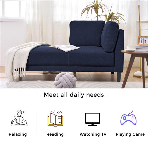 [New+Video]65" Mid-Century Modern Linen Fabric Corner Lounge Chair, Upholstered Indoor Chaise Lounge,Sleeper Sofa,Solid Wood Sofa Bed for Bedroom,Office,Small Living Room & Apartment,3 Colors