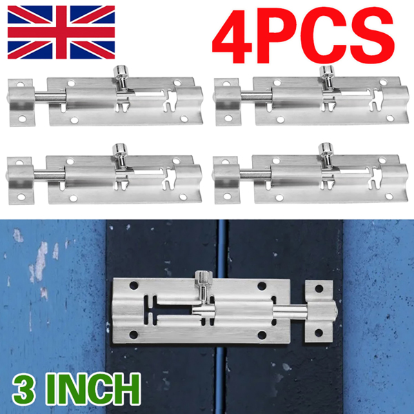 4PCS All Slide Bolt Bathroom Shed Bedroom Toilet Door Lock Catch Latch