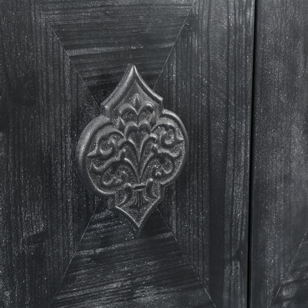 Carved Flower Door Handle, Antique Four Door Cabinet for Living Room Kitchen Hallway (Black)