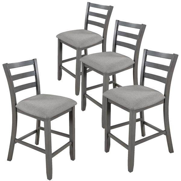 Set of 4 Wooden Counter Height Dining Chair with Padded Chairs, Gray