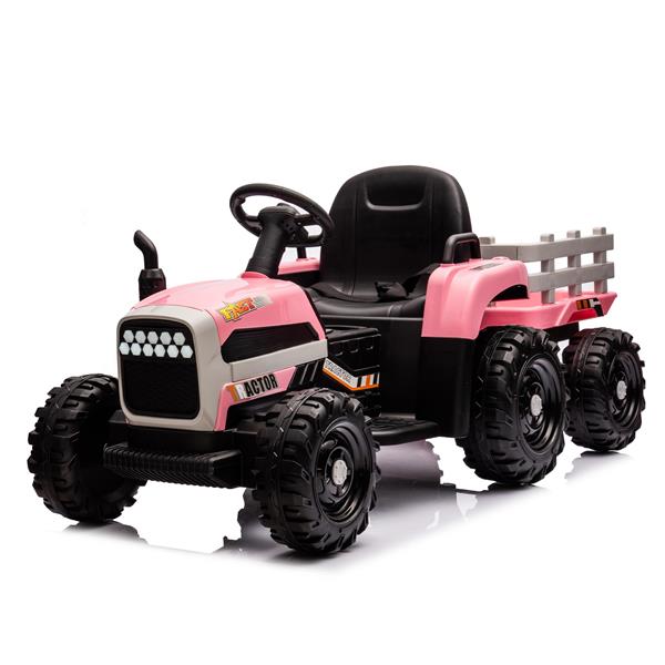 Ride on Tractor with Trailer,12V Battery Powered Electric Tractor Toy w/Remote Control,electric car for kids,Three speed adjustable,Power display, USB,MP3 ,Bluetooth,LED light,Two-point safety belt