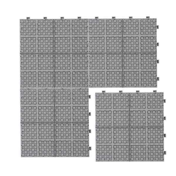 12 x 12 Inch Gray Interlocking Deck Tiles Plastic Waterproof Outdoor All Weather Anti-slip Bathroom Shower Balcony Porch Strong Weight Capacity Upto 6613 LBS, Rosette Pattern Pack of 12